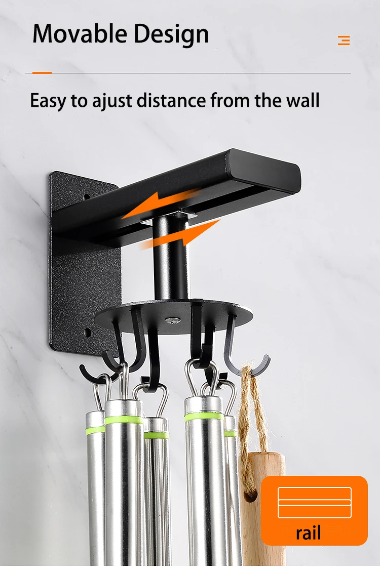 Pack 2 Support de rangement rotatif 360 a 8 crochets en acier inoxydable