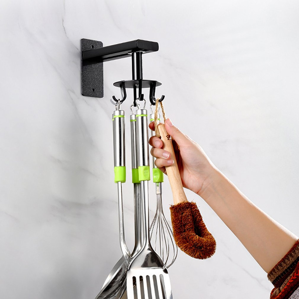 Pack 2 Support de rangement rotatif 360 a 8 crochets en acier inoxydable