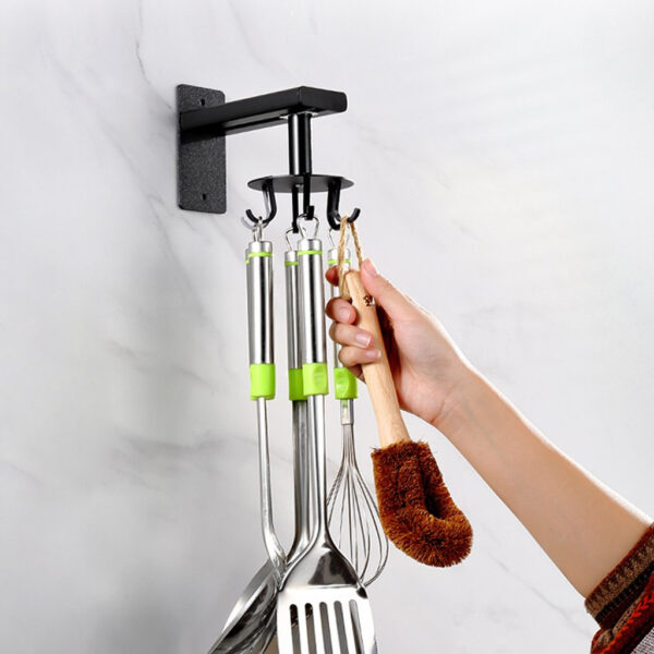 Pack 2 Support de rangement rotatif 360 a 8 crochets en acier inoxydable