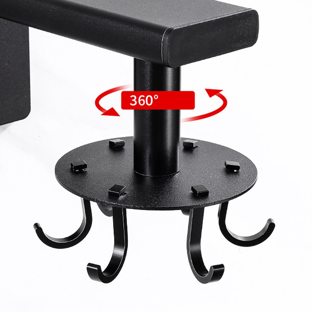 Pack 2 Support de rangement rotatif 360 a 8 crochets en acier inoxydable