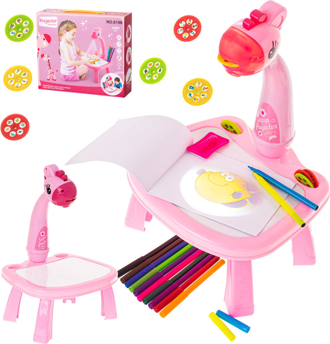 Drawing table with projector 24 images - Pink