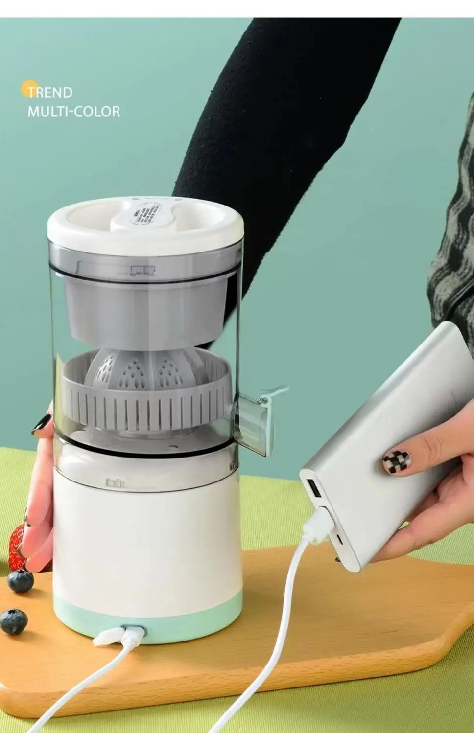 Presse-agrumes Portable sans fil multifonctionnel entièrement automatique rechargeable