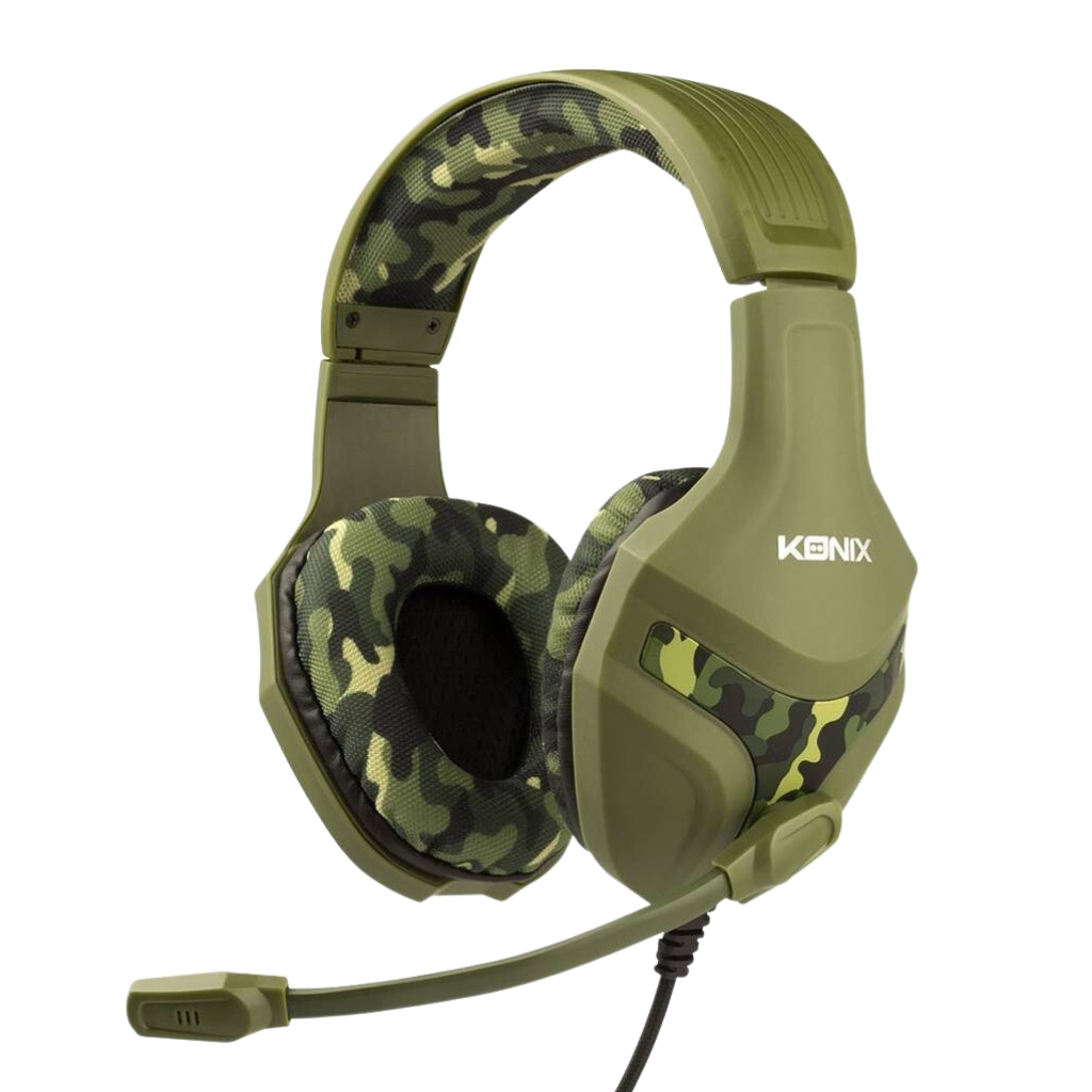 Casque gaming filaire Konix Mythics PS-400, 40mm, micro, camouflage vert