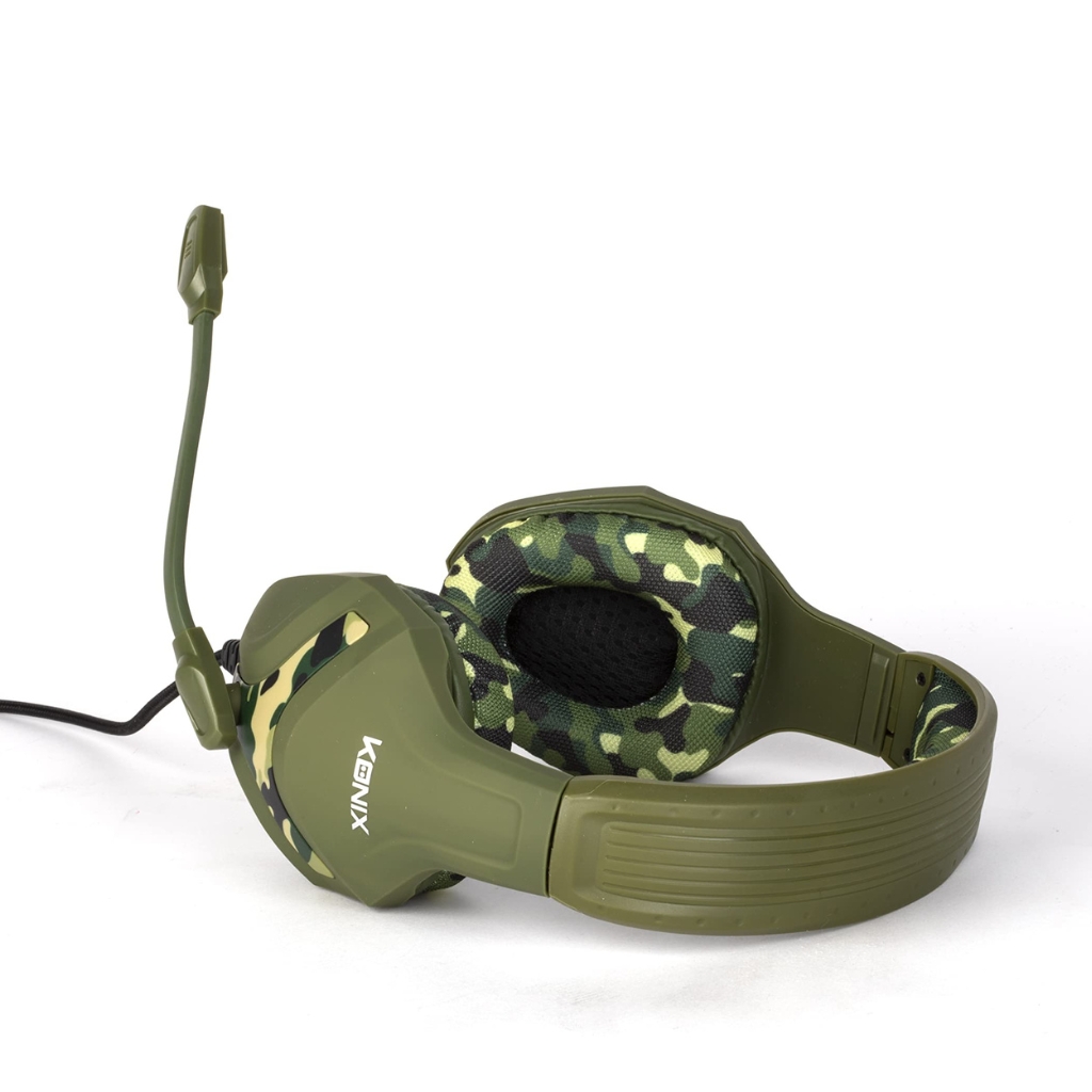 Casque gaming filaire Konix Mythics PS-400, 40mm, micro, camouflage vert
