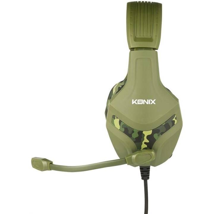 Casque gaming filaire Konix Mythics PS-400, 40mm, micro, camouflage vert