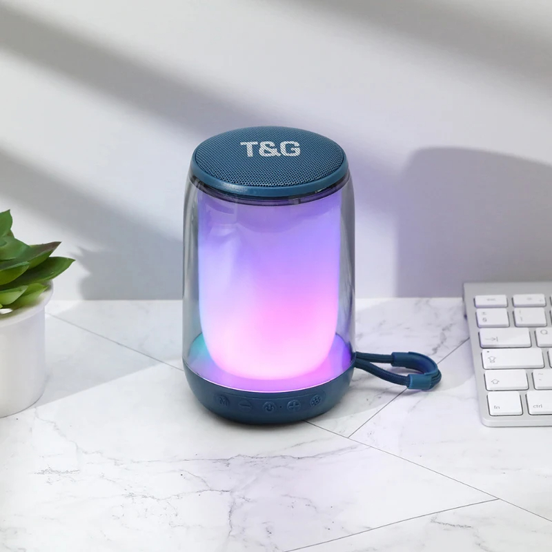 مكبر صوت بلوتوث 5.3 من T&G مع إضاءة LED محيطة
