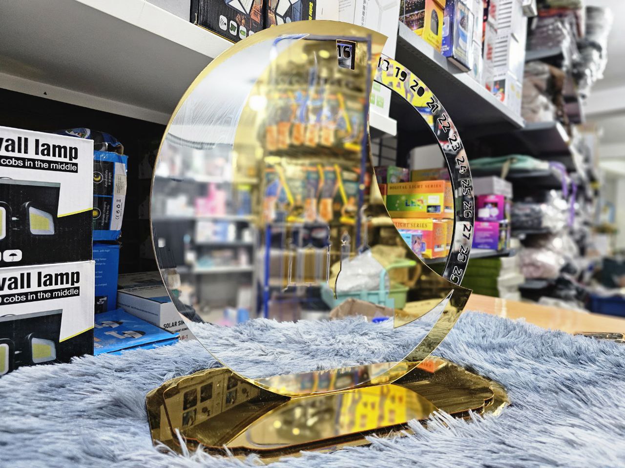 Rotating Ramadan countdown calendar acrylic mirror gold large
