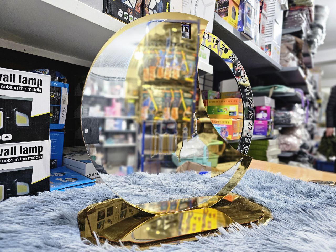 Rotating Ramadan countdown calendar acrylic mirror gold large