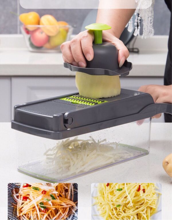 Hachoir à légumes multifonctionnel 14in1 , trancheur, mandoline, hachoir à oignons pour oignon, pomme de terre, tomate, concombre, carotte