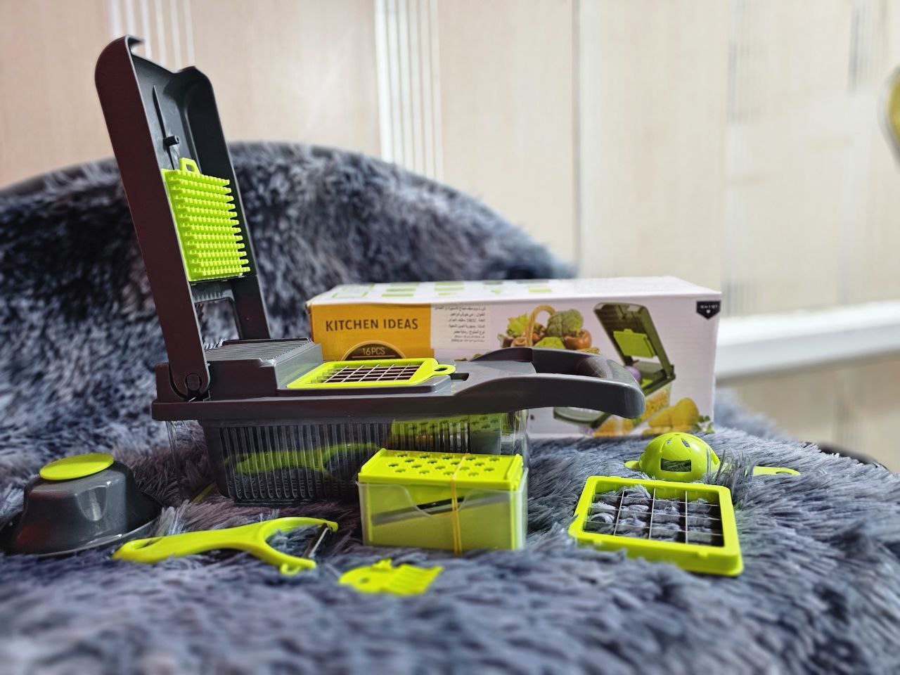 Hachoir à légumes multifonctionnel 14in1 , trancheur, mandoline, hachoir à oignons pour oignon, pomme de terre, tomate, concombre, carotte