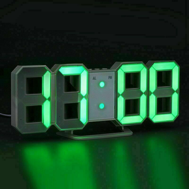 ساعة حائط رقمية LED ثلاثية الأبعاد