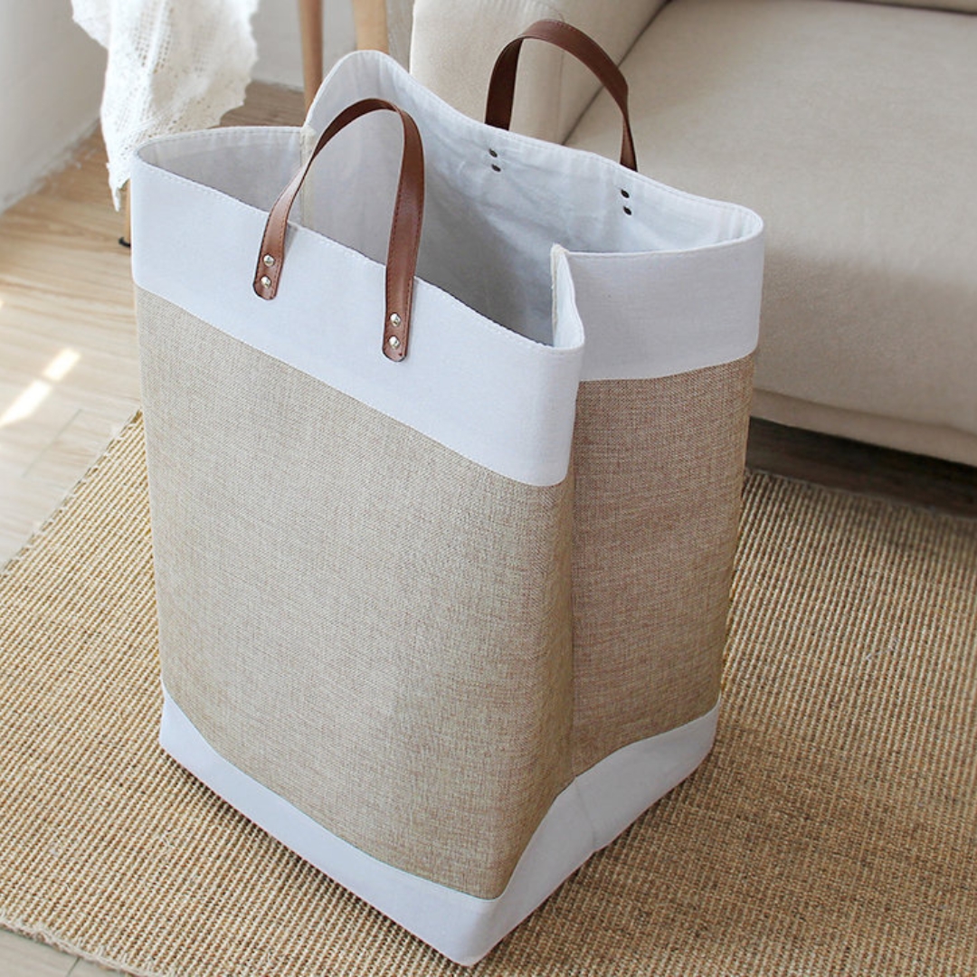 Large foldable fabric laundry basket