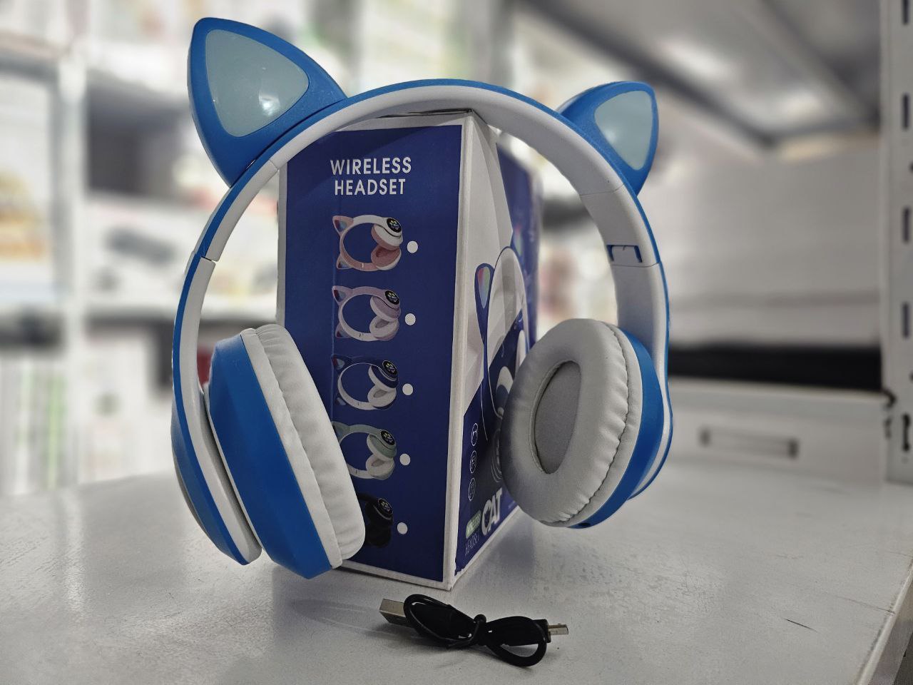 Wireless Bluetooth stereo cat ear headphones with LED and TF card slot