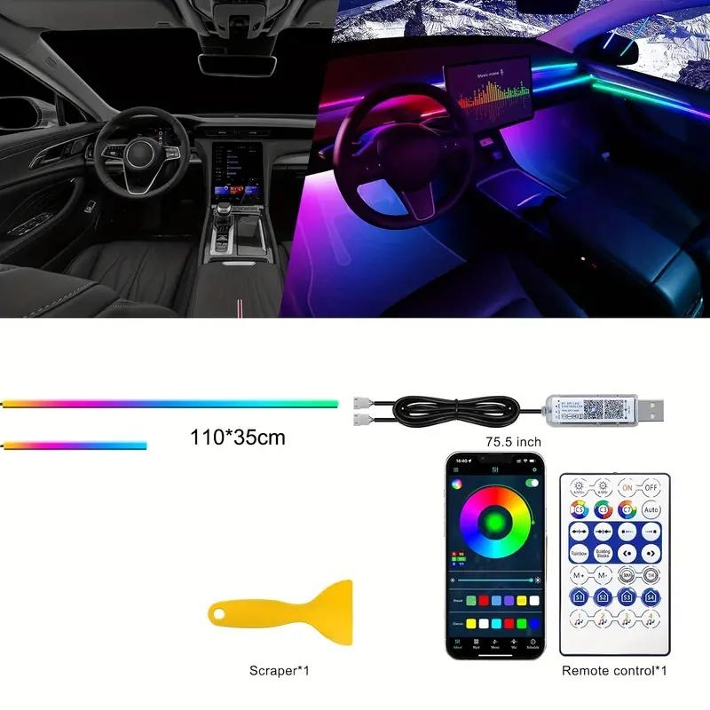 شريط إضاءة نيون LED RGB داخلي للسيارة مع تطبيق وتحكم عن بعد