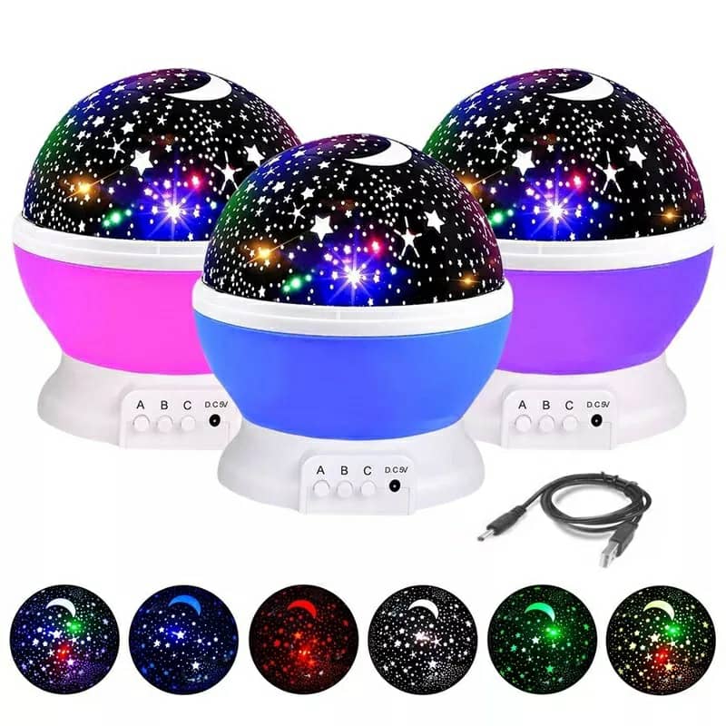Rotating LED starry sky projector for kids room
