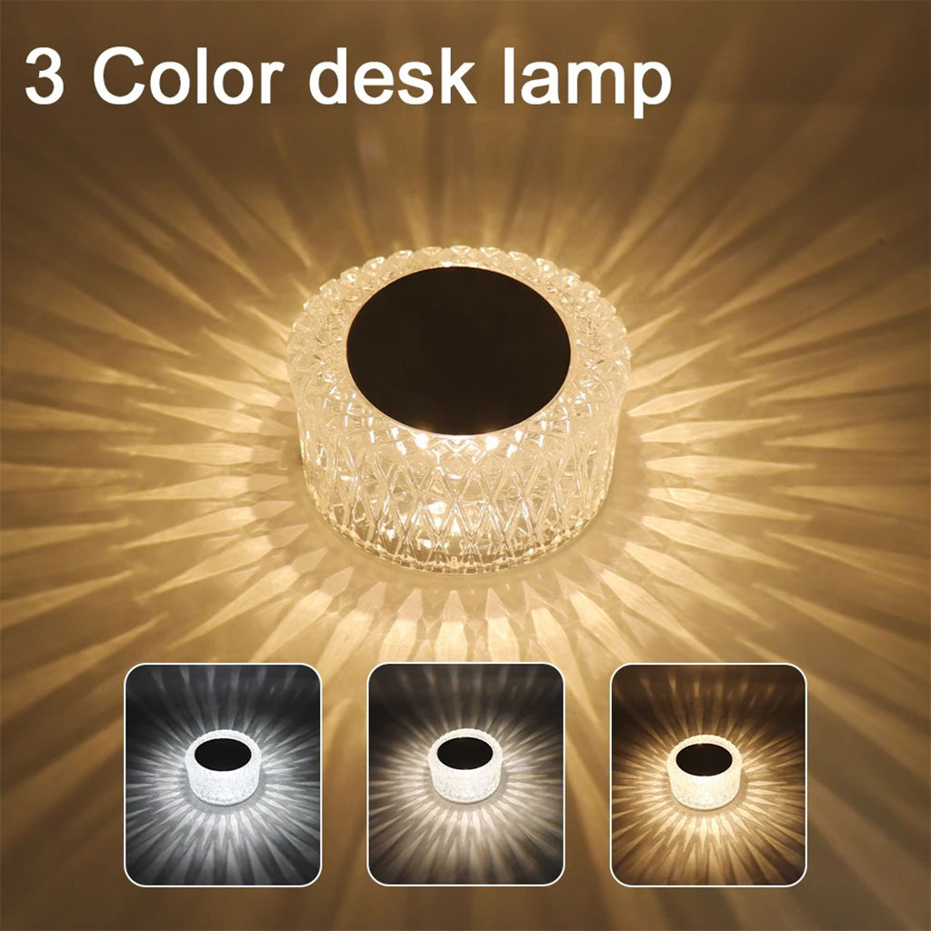 Lampe de table en cristal tactile rechargeable USB