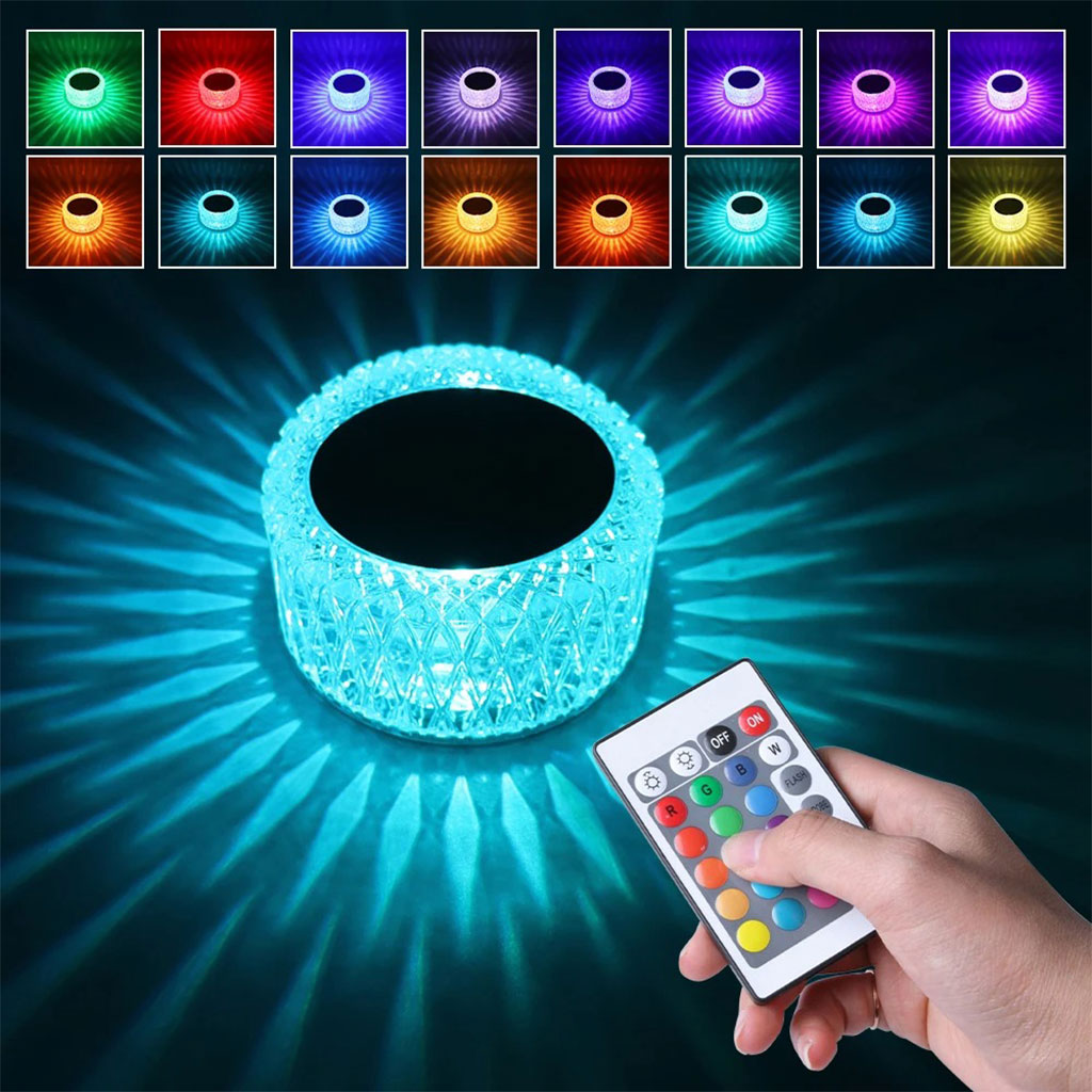 Lampe de table en cristal tactile rechargeable USB