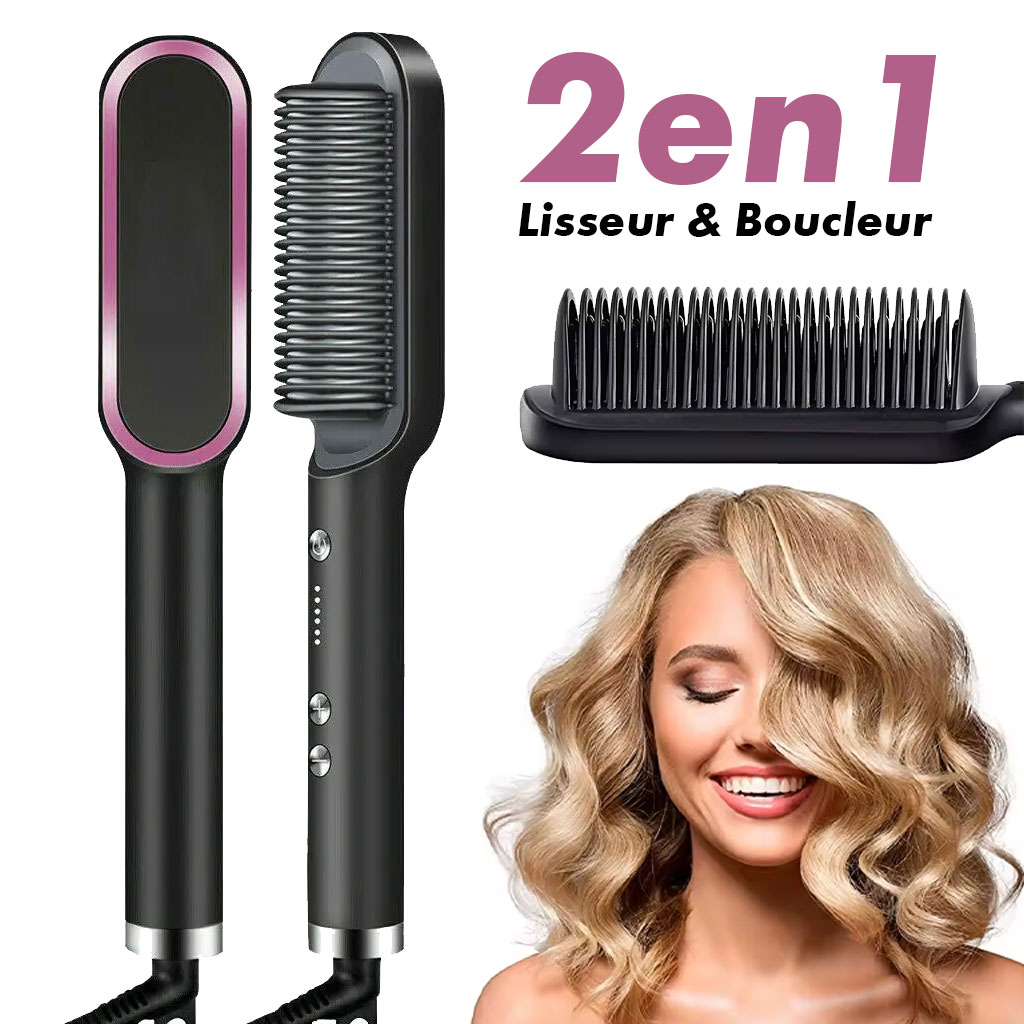 HQT-909B Ceramic Heated Hair Brush, 6 Heat Levels