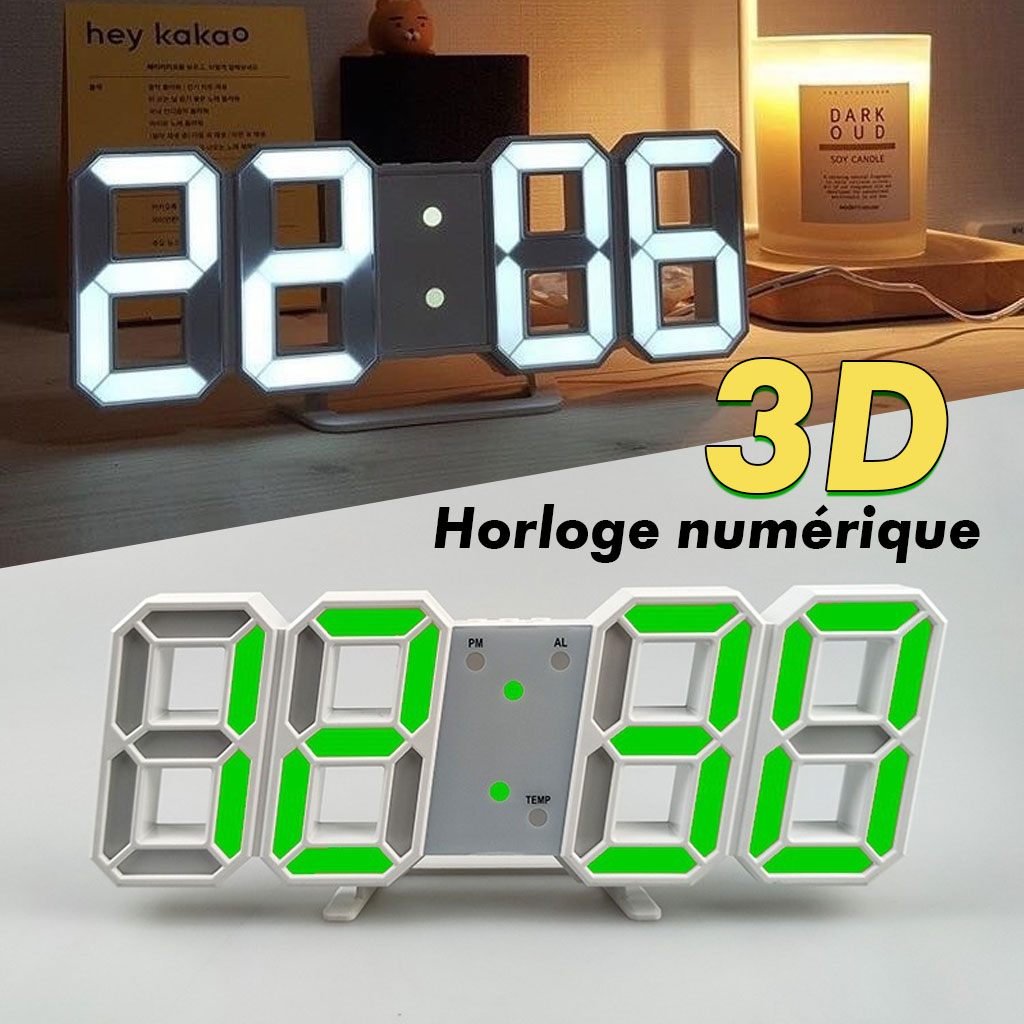 ساعة حائط رقمية LED ثلاثية الأبعاد