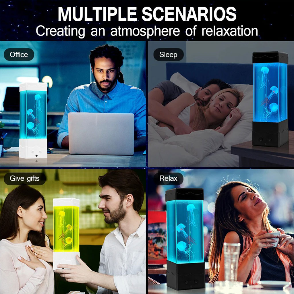 Lampe d'ambiance méduse LED, veilleuse décorative carrée V2