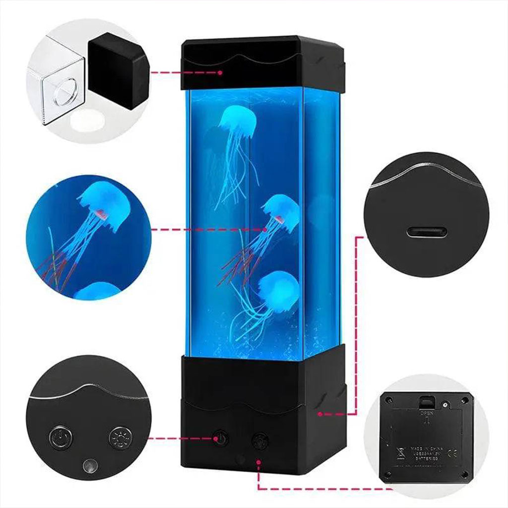 Lampe d'ambiance méduse LED, veilleuse décorative carrée V2