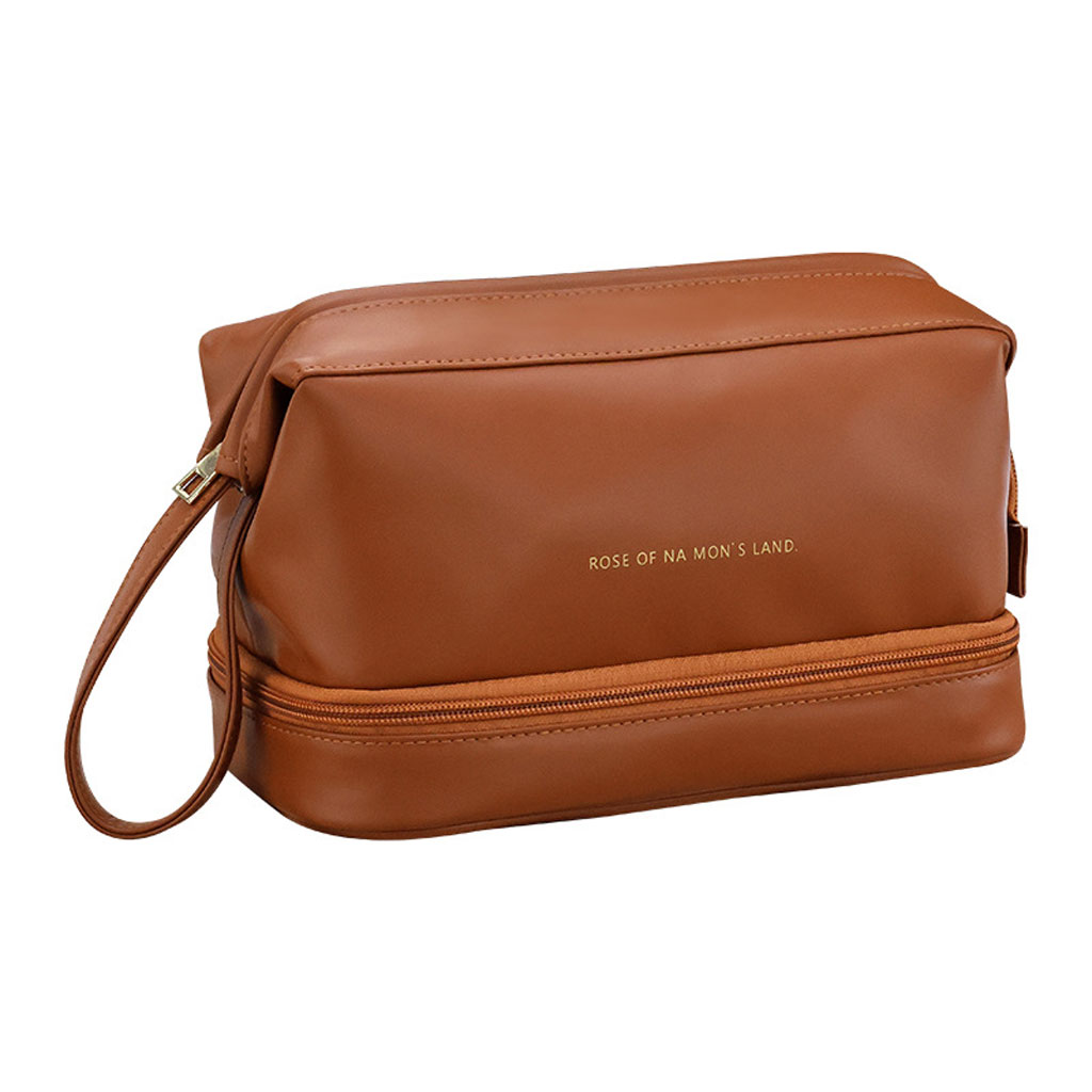 Double-layer waterproof makeup and brush bag