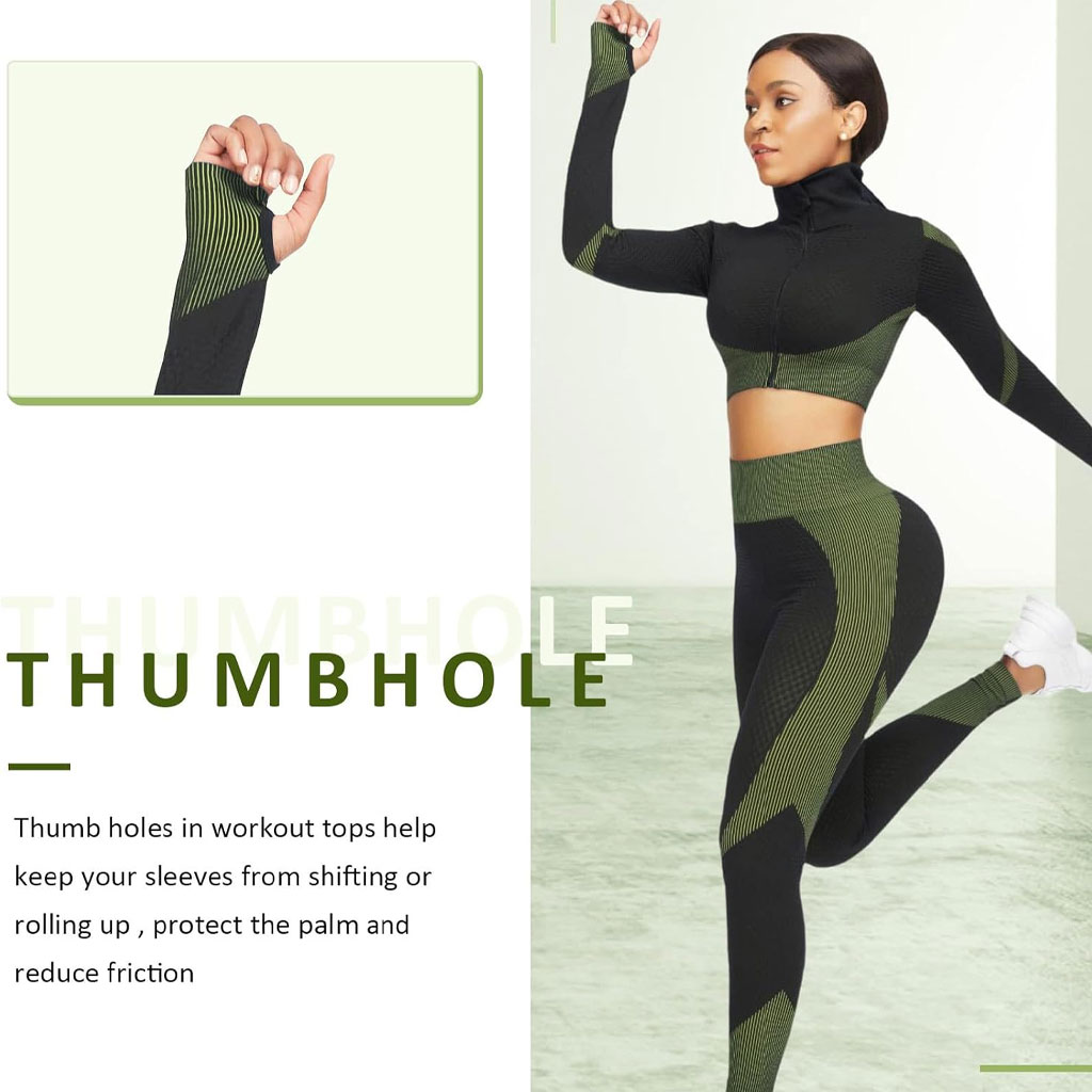 Women's 2-piece seamless workout set green