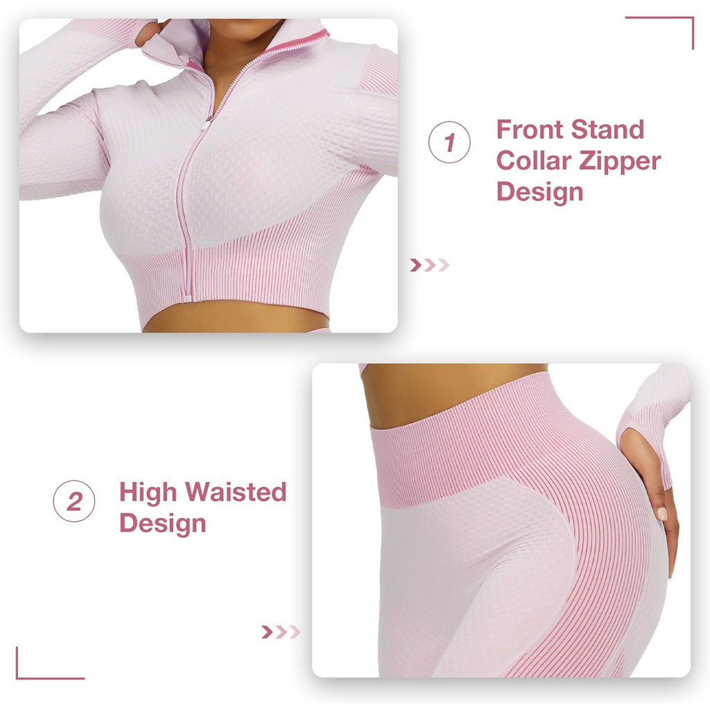 Women's 2-piece seamless workout set pink