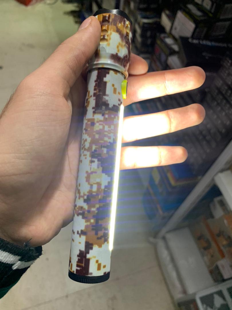 Lampe de poche C71m-P50+Cob, camouflage, Micro-USB, zoom, batterie intégrée