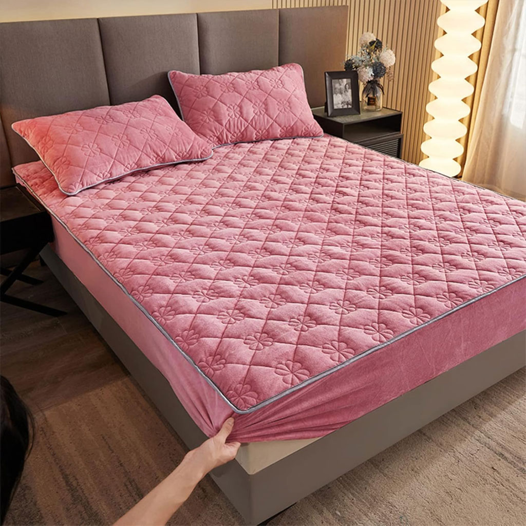 Ensemble couvre-lit imperméable 3 pièces pour lit 2 places avec 2 taies