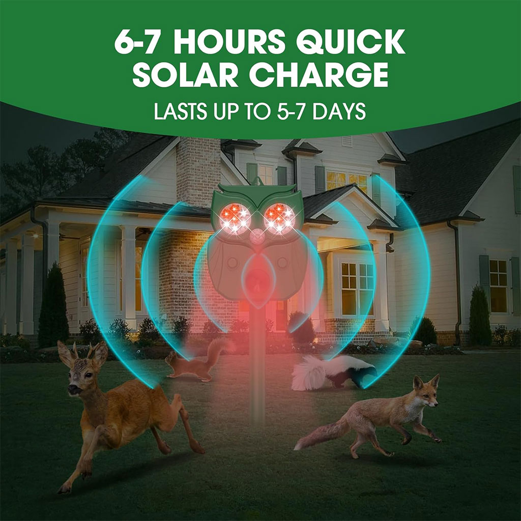 Solar ultrasonic animal repellent owl shape