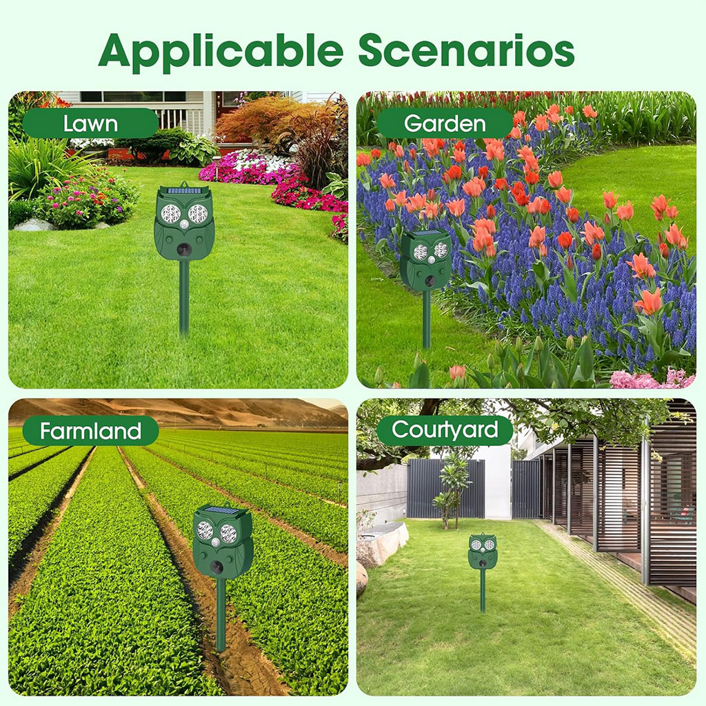 Solar ultrasonic animal repellent owl shape
