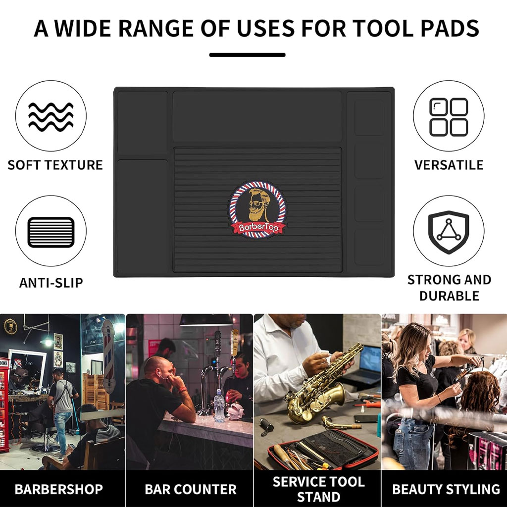 Tapis de rangement magnétique flexible et antidérapant pour outils de coiffure