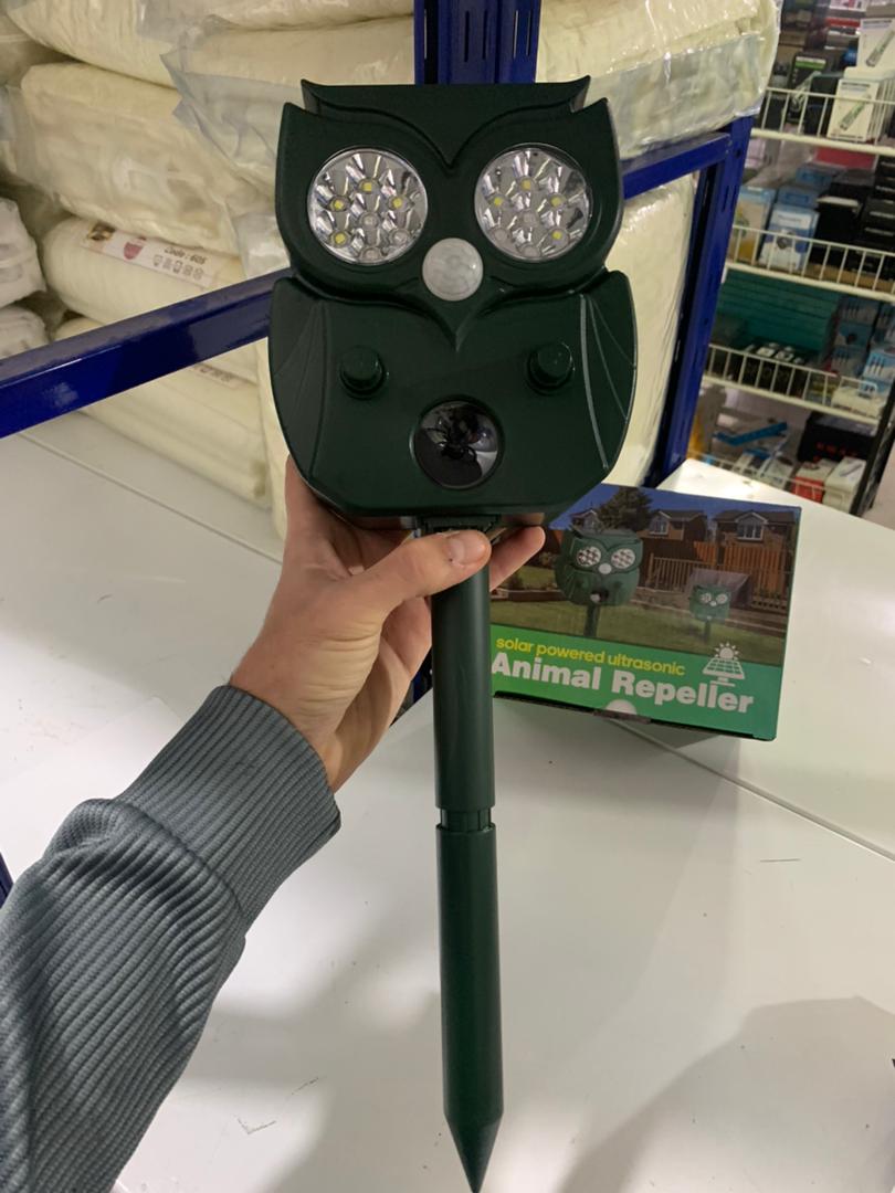 Solar ultrasonic animal repellent owl shape