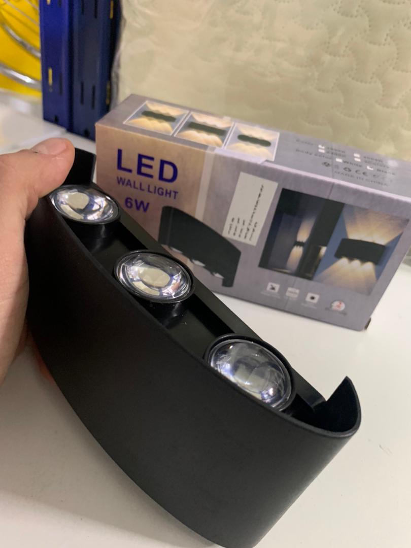مصباح حائط خارجي LED بقدرة 6 واط، 3 مصابيح، مادة PP