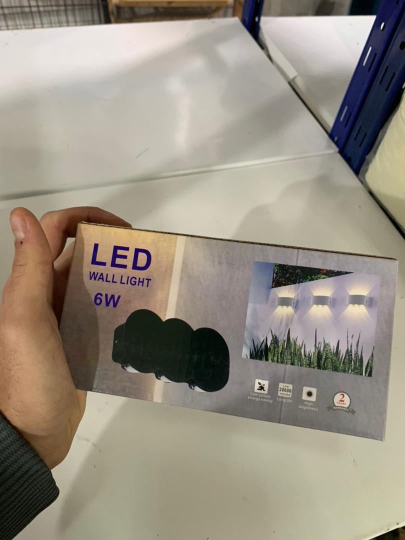 مصباح حائط خارجي LED بقدرة 6 واط، 3 مصابيح، مادة PP