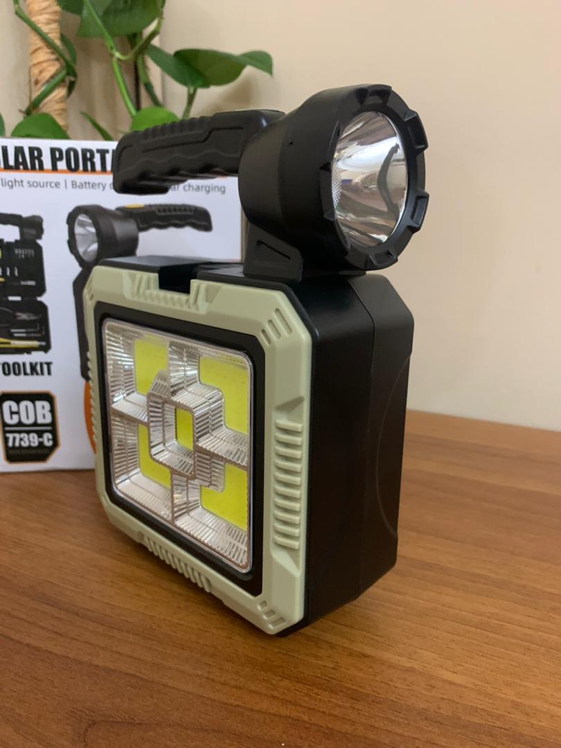 Portable solar lamp with screwdriver and tool kit