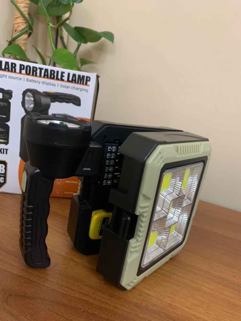 Portable solar lamp with screwdriver and tool kit