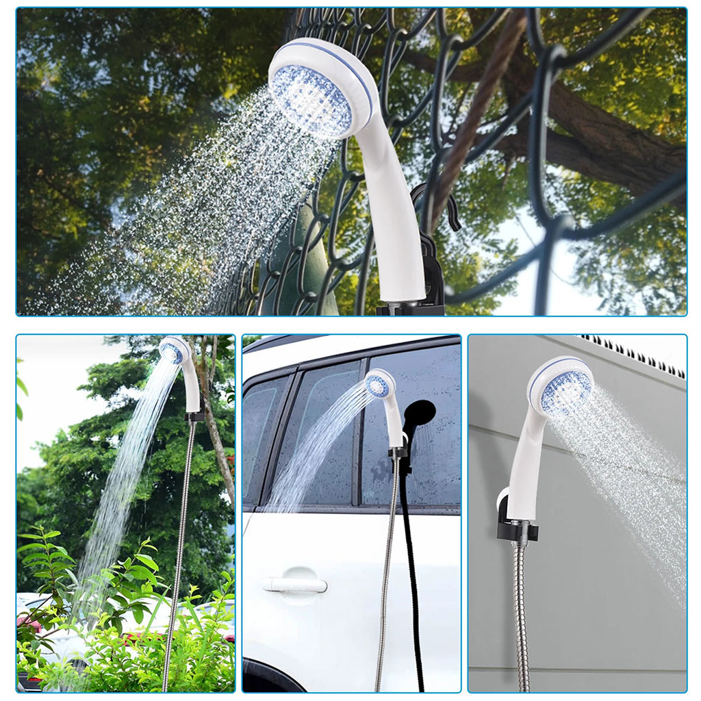 Portable shower with pump for camping and outdoor