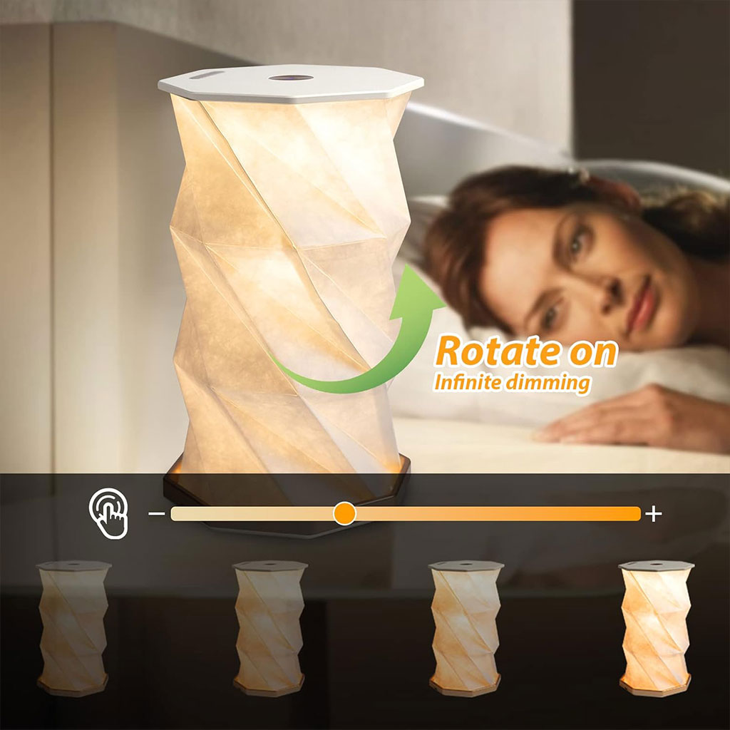 مصباح قراءة محمول قابل للطي من الخشب والورق بإضاءة LED