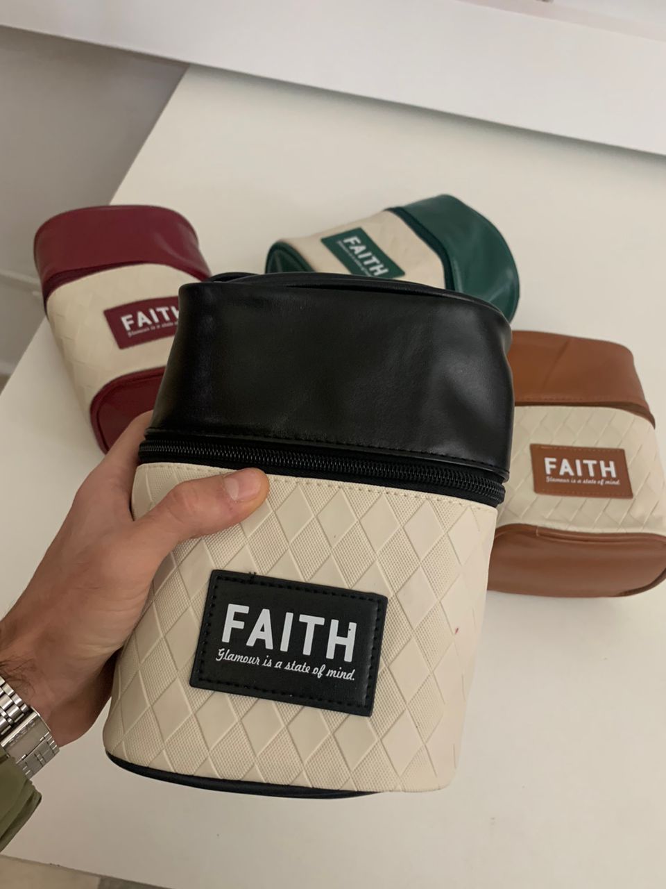 2-in-1 compact makeup bag with multiple compartments