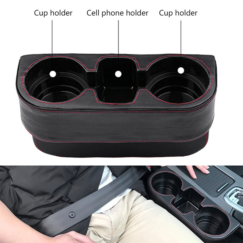 Car seat gap organizer with cup holder