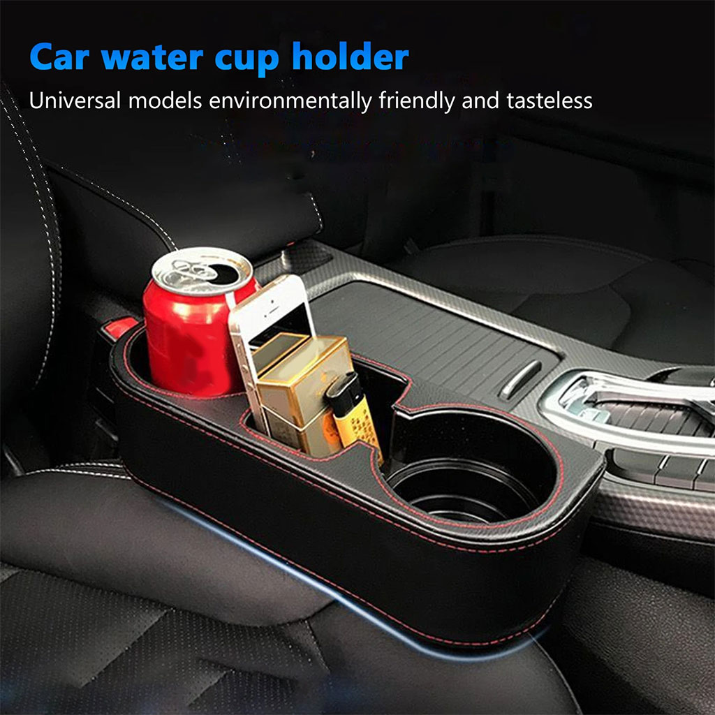 Car seat gap organizer with cup holder