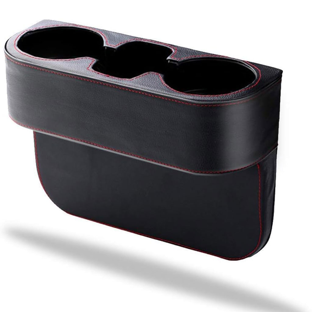 Car seat gap organizer with cup holder