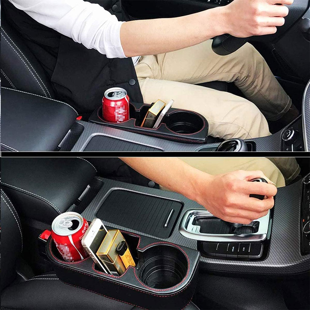 Car seat gap organizer with cup holder