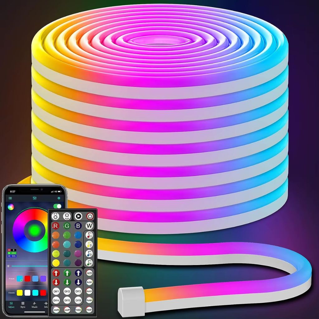 شريط إضاءة نيون مرن RGB بطول 5 أمتار مع بلوتوث وUSB