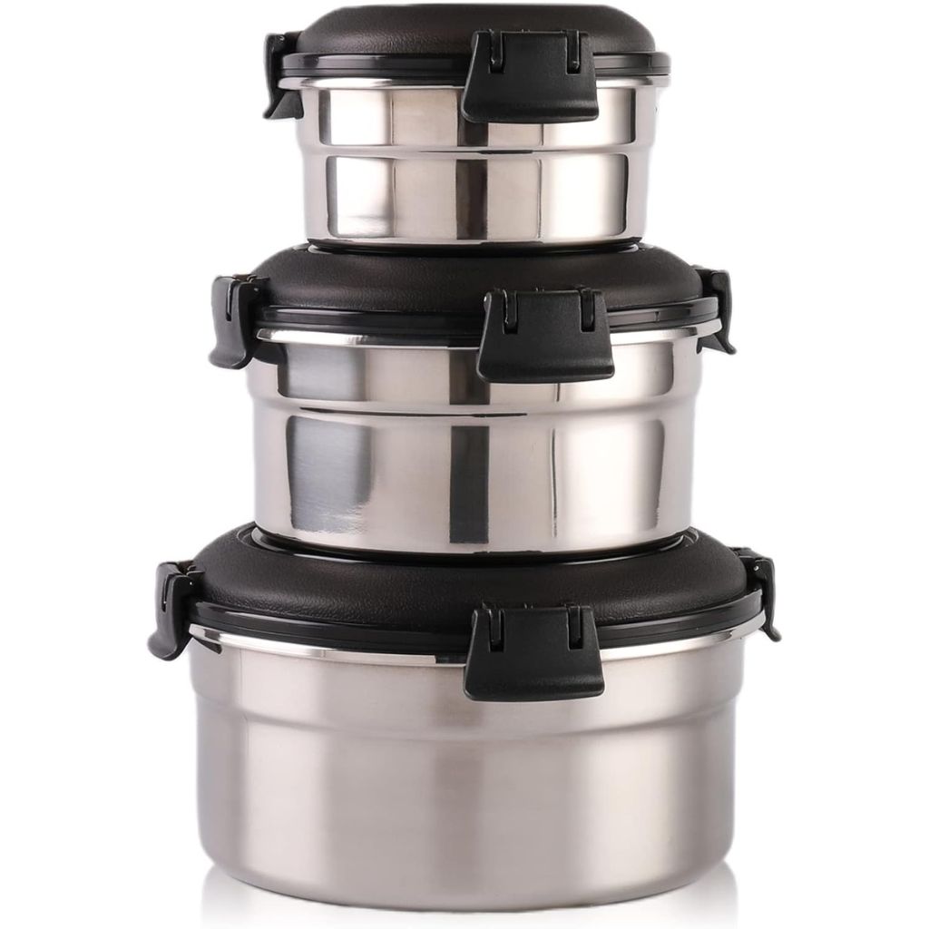 Conteneurs Alimentaires Empilables en Acier Inoxydable Écologiques 3pcs – حاويات طعام من الستانلس ستيل قابلة للتكديس