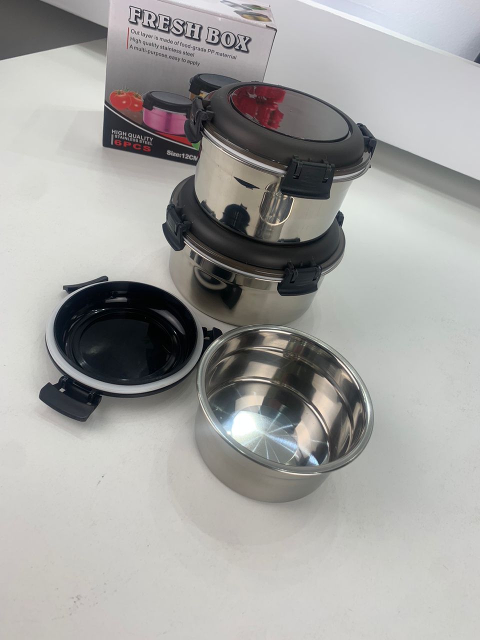 Conteneurs Alimentaires Empilables en Acier Inoxydable Écologiques 3pcs – حاويات طعام من الستانلس ستيل قابلة للتكديس