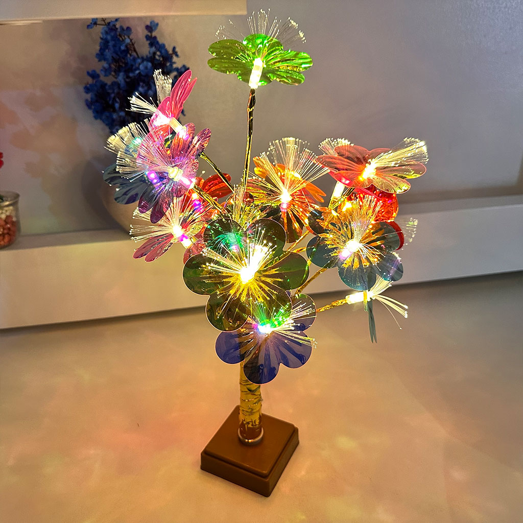 Lampe de table fleurs colorées avec LED