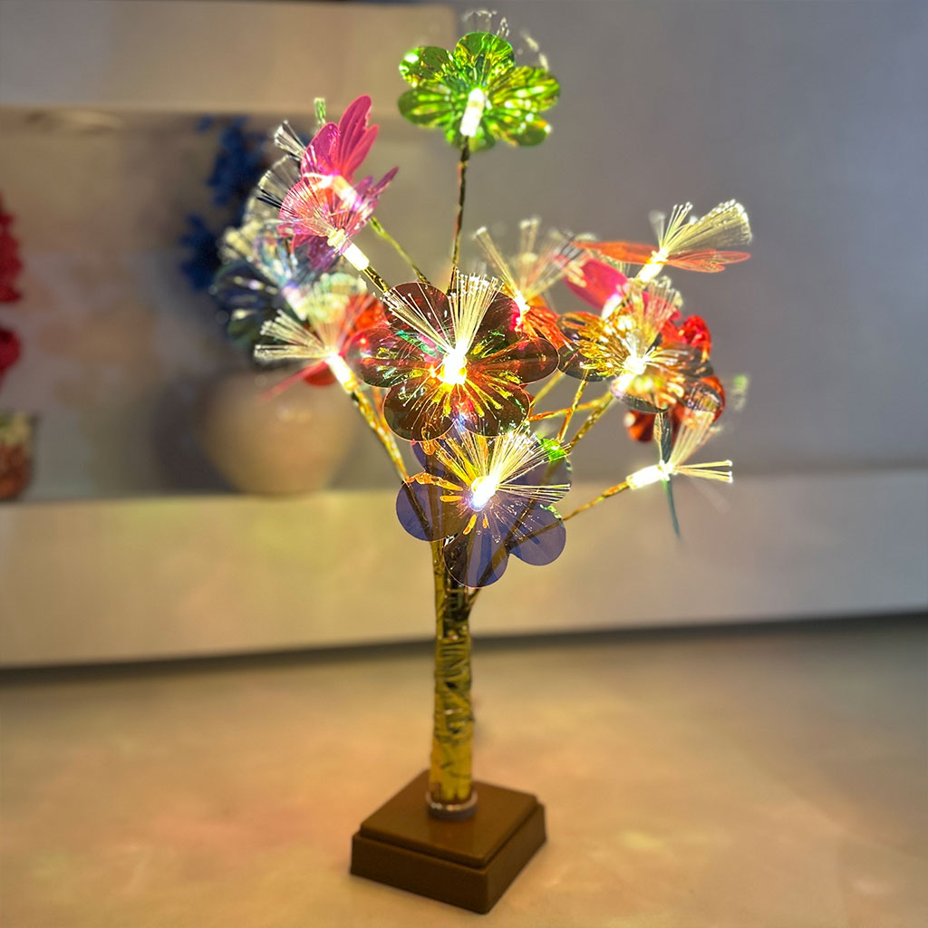 Lampe de table fleurs colorées avec LED